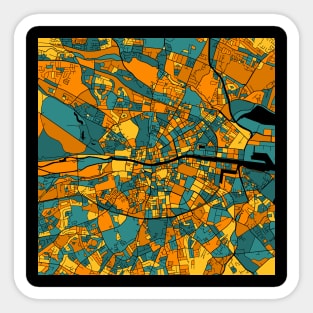 Dublin Map Pattern in Orange & Teal Sticker